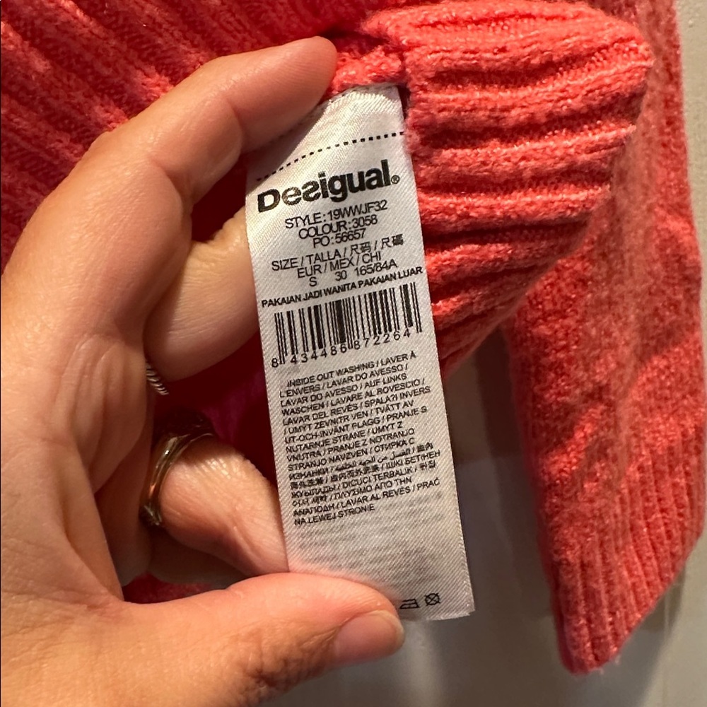 Desigual Pink Heart Print Cozy Sweater S - Picture 6 of 7